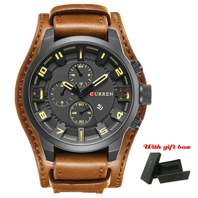 C2C CURREN Sport Military & Leather Strap Quartz Business Men Watch