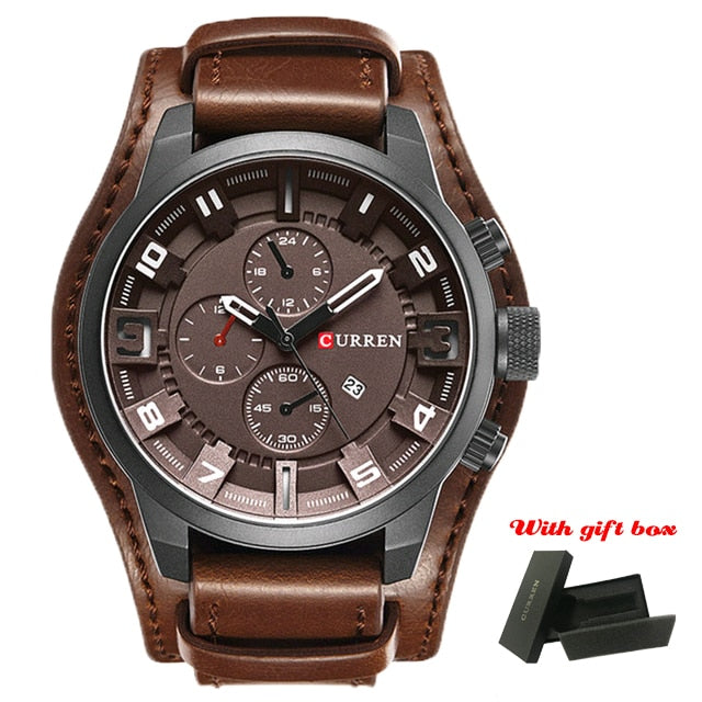 C2C CURREN Sport Military & Leather Strap Quartz Business Men Watch