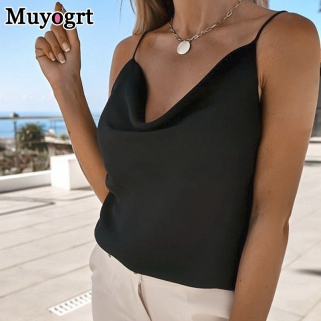 Muyogrt Ladies V-Neck Strappy Top