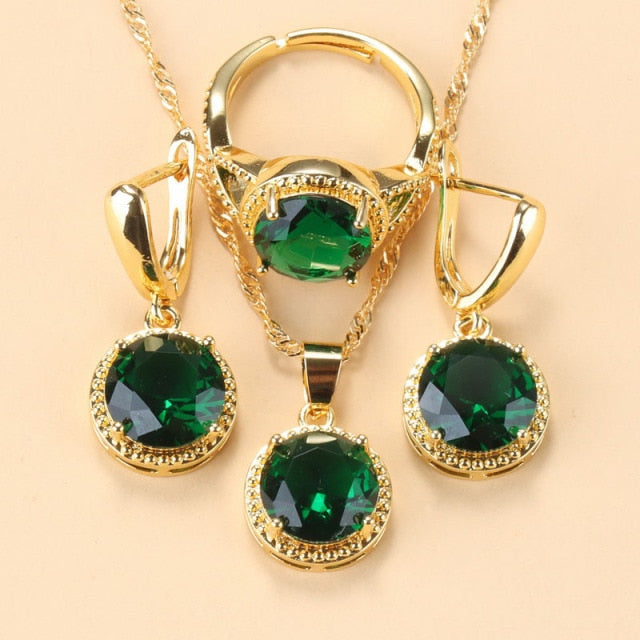 C2C Mall 925 Silver Zircon Dangle Earrings-Ring and Necklace 3 piece Set