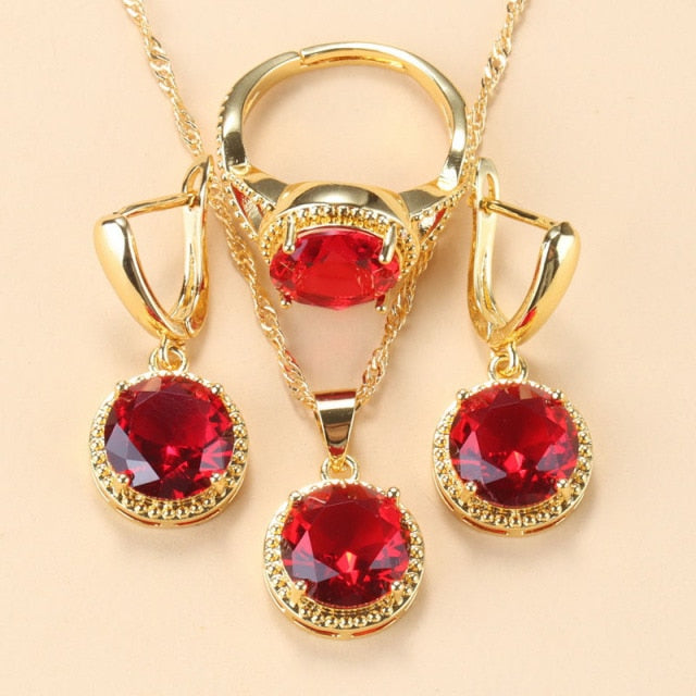 C2C Mall 925 Silver Zircon Dangle Earrings-Ring and Necklace 3 piece Set