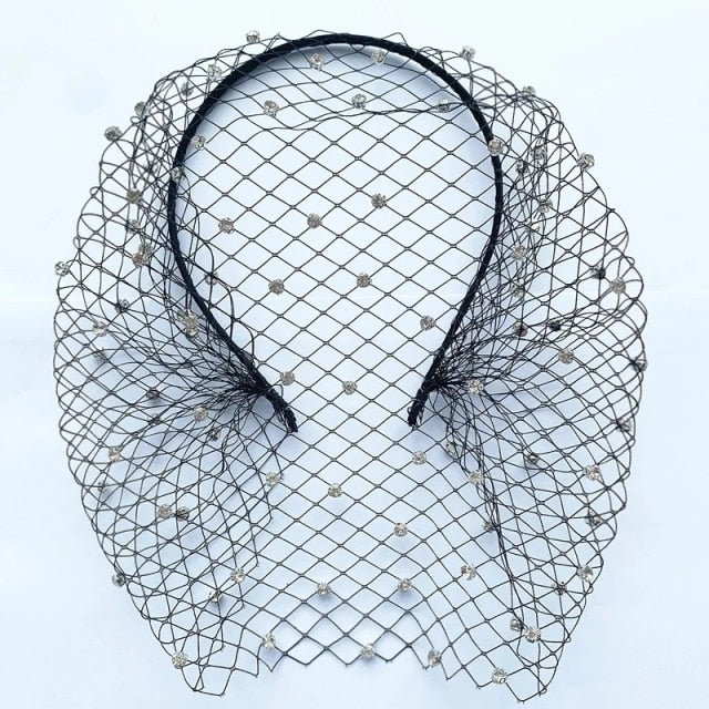C2C Crystal Face Net Charming Wedding Veil and Headband Occasional Veil