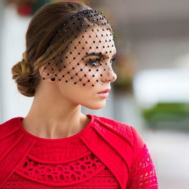 C2C Crystal Face Net Charming Wedding Veil and Headband Occasional Veil
