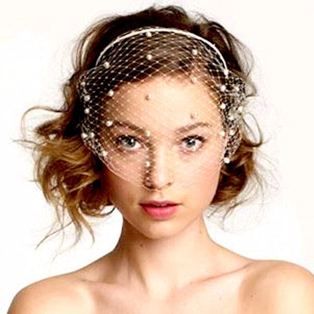 C2C Crystal Face Net Charming Wedding Veil and Headband Occasional Veil