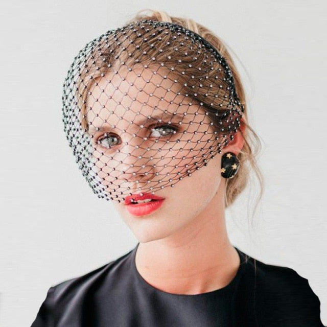 C2C Crystal Face Net Charming Wedding Veil and Headband Occasional Veil