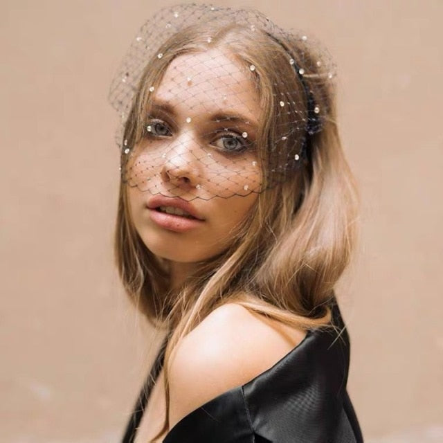 C2C Crystal Face Net Charming Wedding Veil and Headband Occasional Veil