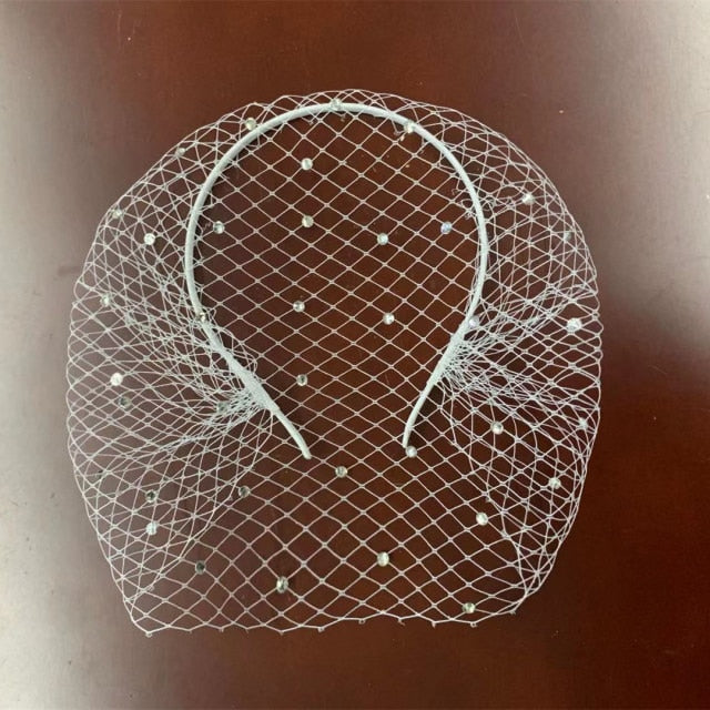 C2C Crystal Face Net Charming Wedding Veil and Headband Occasional Veil
