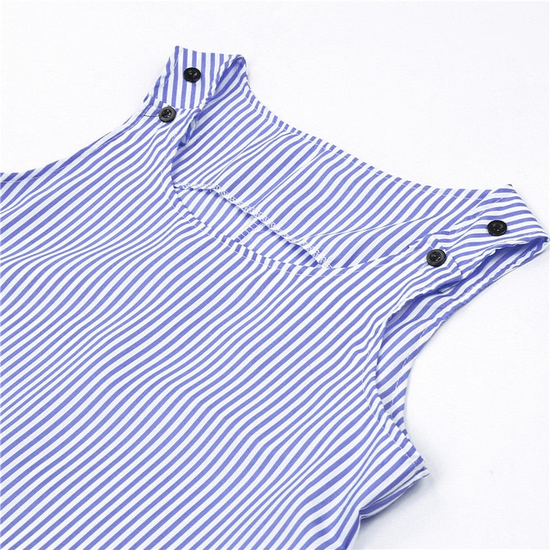 C2C Stripe Sleeveless & Loose Women Casual Short Mini Dress