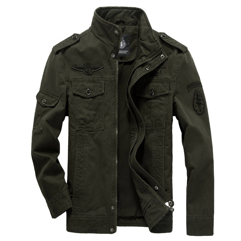 HANQIU Cotton Military Mens Jacket