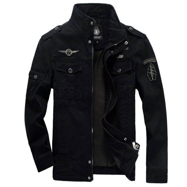 HANQIU Cotton Military Mens Jacket