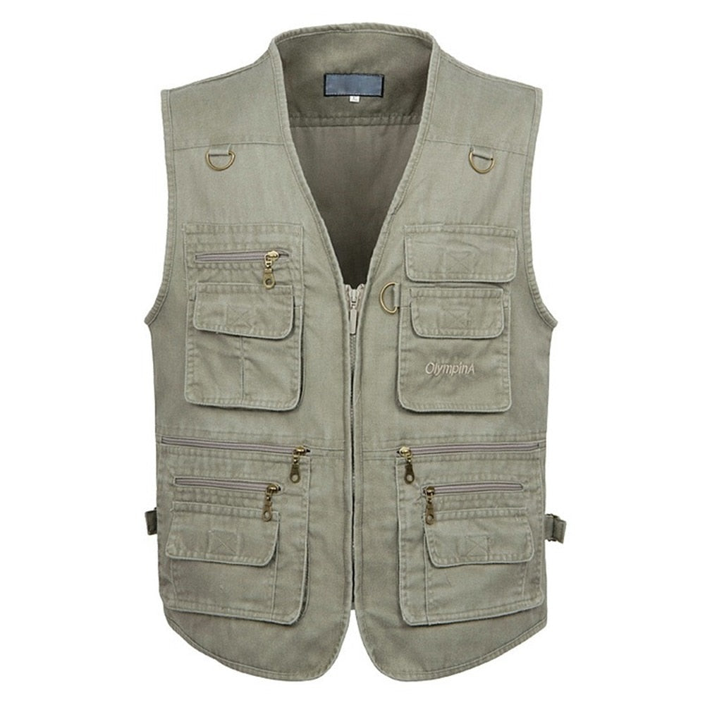 New Male Multi Pocket Casual Summer Cotton Sleeveless Vest