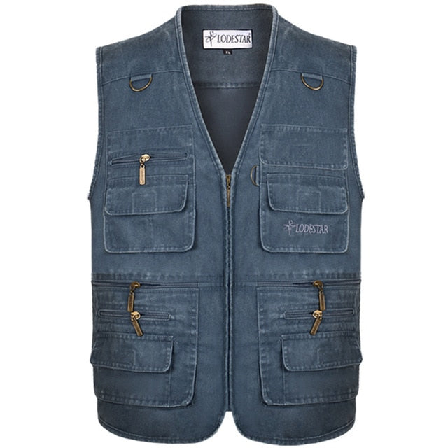 New Male Multi Pocket Casual Summer Cotton Sleeveless Vest
