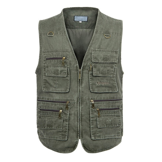New Male Multi Pocket Casual Summer Cotton Sleeveless Vest