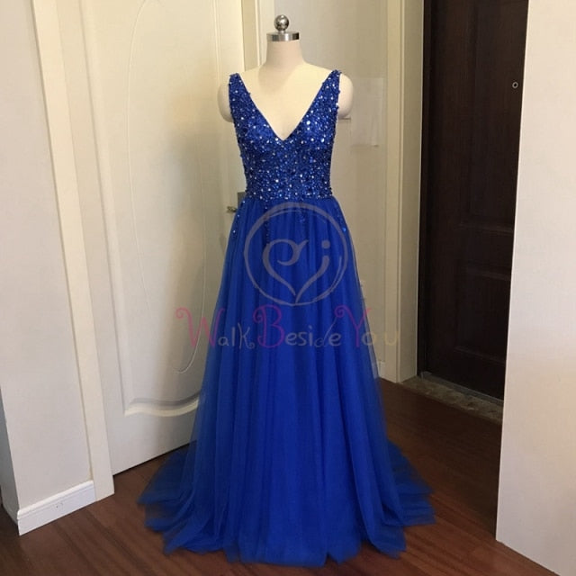 C2C High Split Tulle Sleeveless Evening A-line Lace Up Plus Size Dress