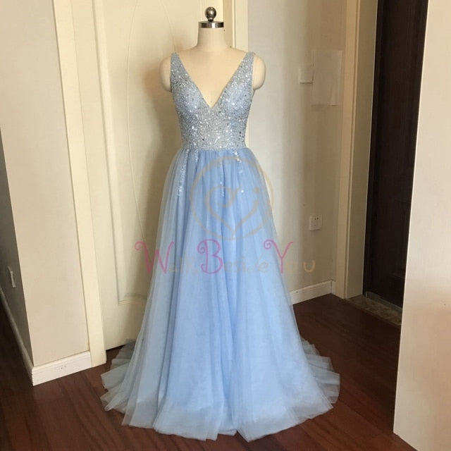 C2C High Split Tulle Sleeveless Evening A-line Lace Up Plus Size Dress