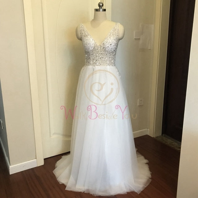 C2C High Split Tulle Sleeveless Evening A-line Lace Up Plus Size Dress