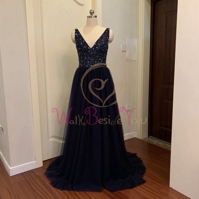 C2C High Split Tulle Sleeveless Evening A-line Lace Up Plus Size Dress