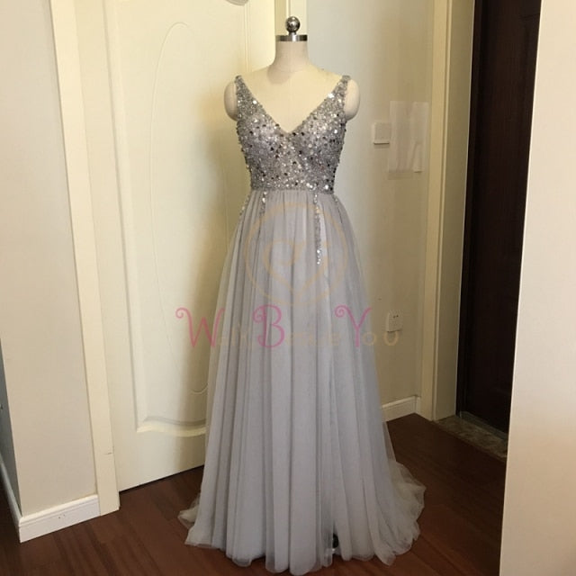 C2C High Split Tulle Sleeveless Evening A-line Lace Up Plus Size Dress