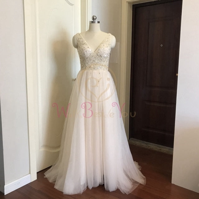 C2C High Split Tulle Sleeveless Evening A-line Lace Up Plus Size Dress