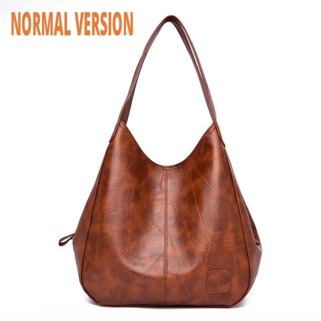 C2C High Quality Leather PU Shoulder Solid Vintage Women's Handbag