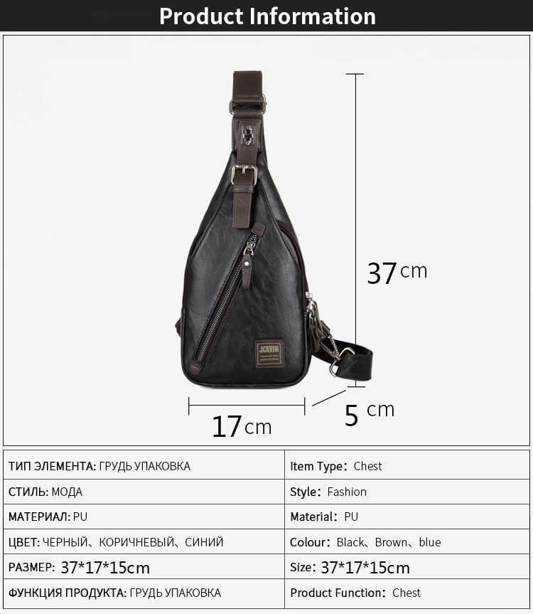 JackKevin Men's Leather Crossbody Theftproof Chest and Shoulder Mens Bags