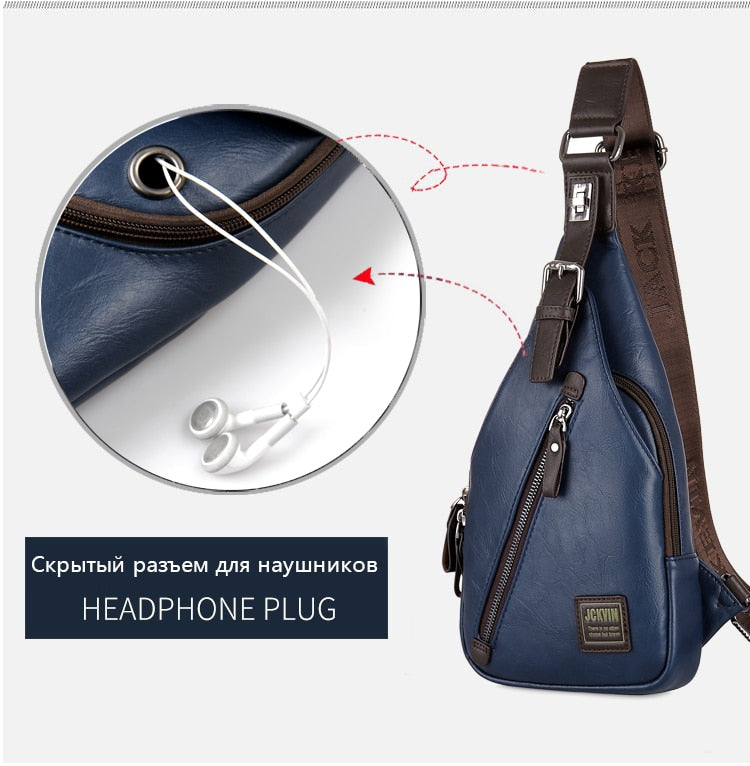 JackKevin Men's Leather Crossbody Theftproof Chest and Shoulder Mens Bags