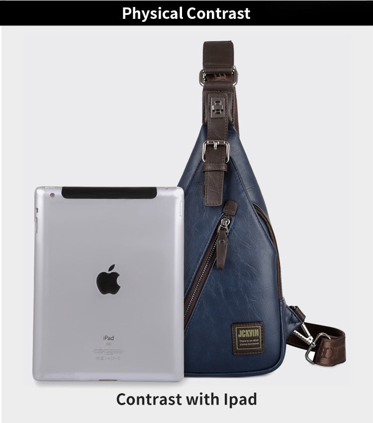 JackKevin Men's Leather Crossbody Theftproof Chest and Shoulder Mens Bags