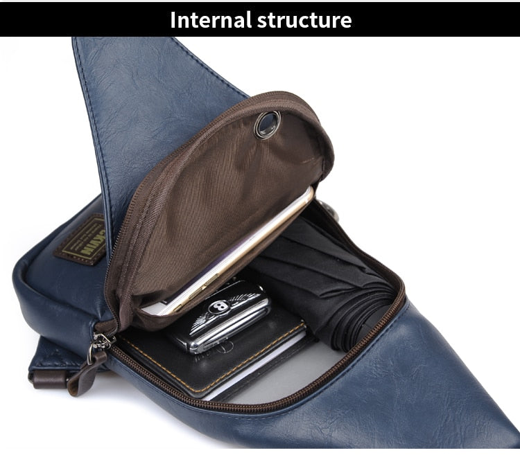 JackKevin Men's Leather Crossbody Theftproof Chest and Shoulder Mens Bags