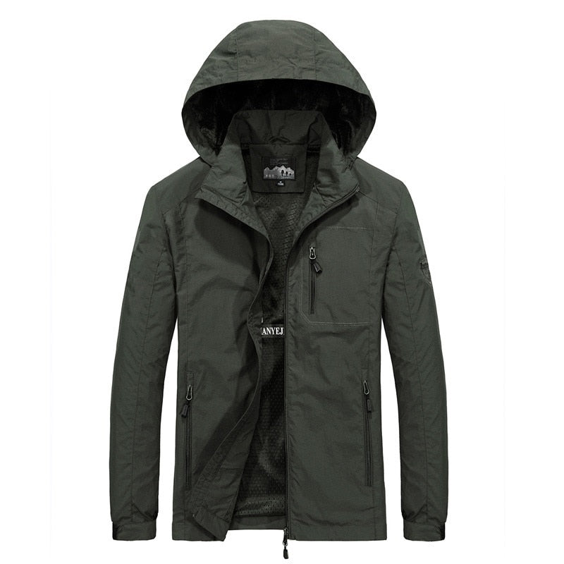 Men's Windbreaker and Waterproof Military Hooded Jacket