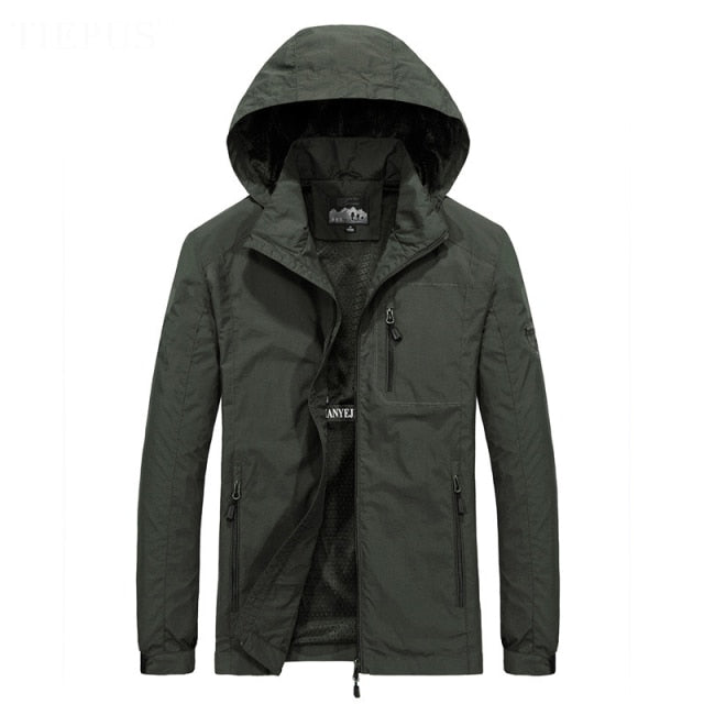 Men's Windbreaker and Waterproof Military Hooded Jacket