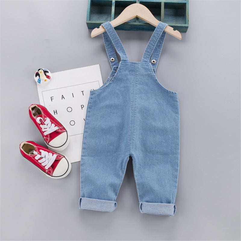 C2C Mall-Baby Boys and Girls Button Fly Cartoon Denim Overalls Pants
