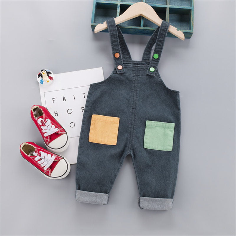 C2C Mall-Baby Boys and Girls Button Fly Cartoon Denim Overalls Pants