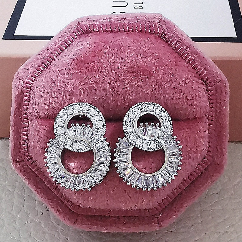 Moonso Luxury 925 Sterling Silver CZ Drop Ladies Earing
