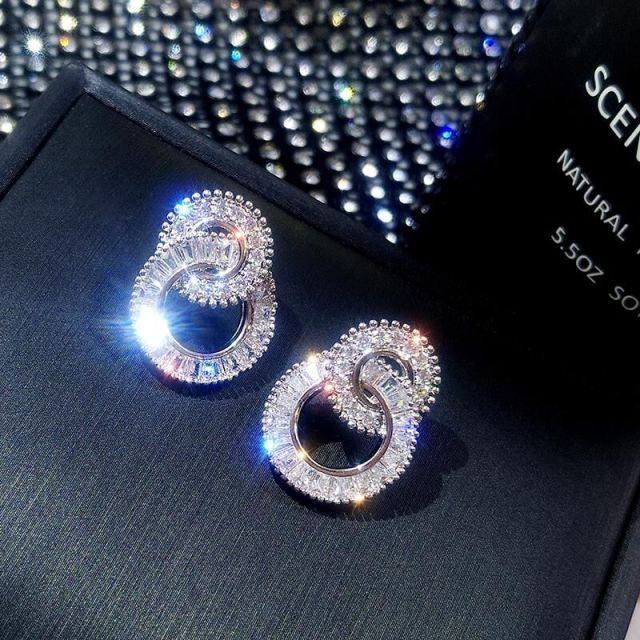 Moonso Luxury 925 Sterling Silver CZ Drop Ladies Earing