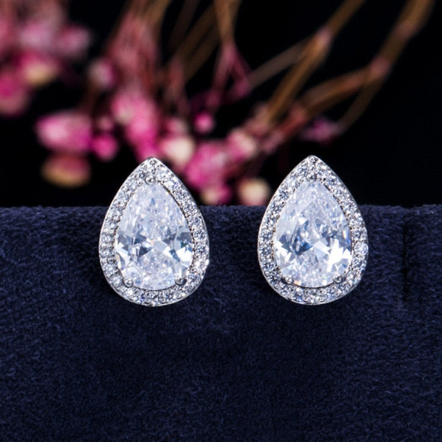 Moonso Luxury 925 Sterling Silver CZ Drop Ladies Earing