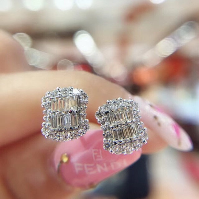 Moonso Luxury 925 Sterling Silver CZ Drop Ladies Earing