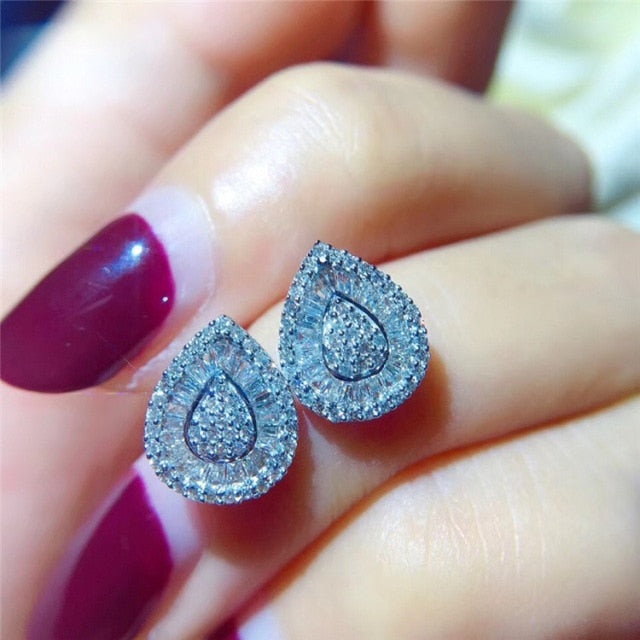 Moonso Luxury 925 Sterling Silver CZ Drop Ladies Earing