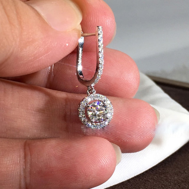 Moonso Luxury 925 Sterling Silver CZ Drop Ladies Earing