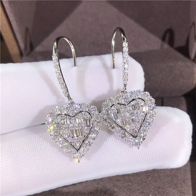 Moonso Luxury 925 Sterling Silver CZ Drop Ladies Earing
