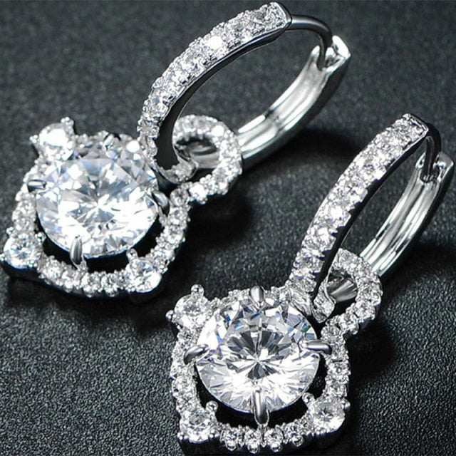 Moonso Luxury 925 Sterling Silver CZ Drop Ladies Earing