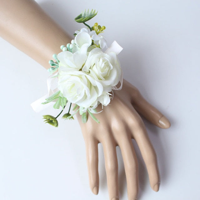 C2C Men Boutonniere Wedding Wrist Corsage Bracelet