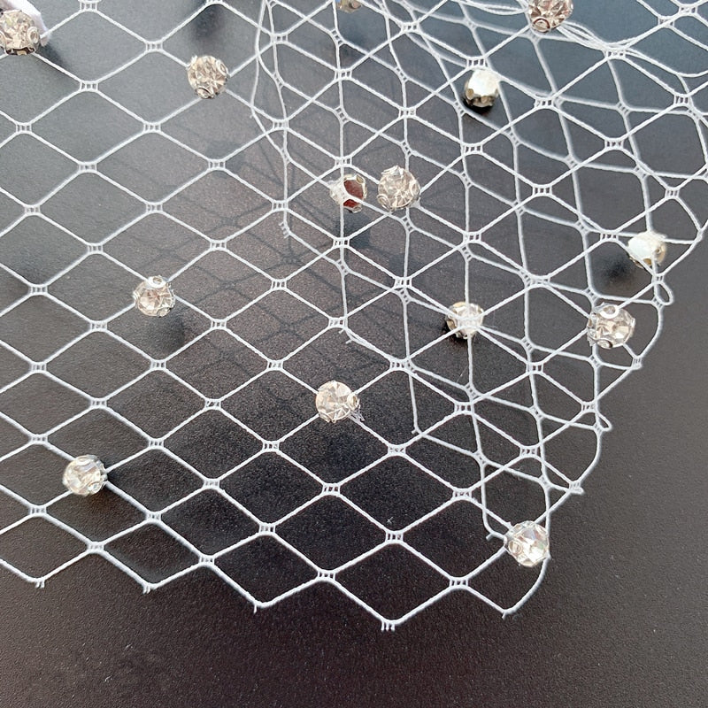 C2C Crystal Face Net Charming Wedding Veil and Headband Occasional Veil