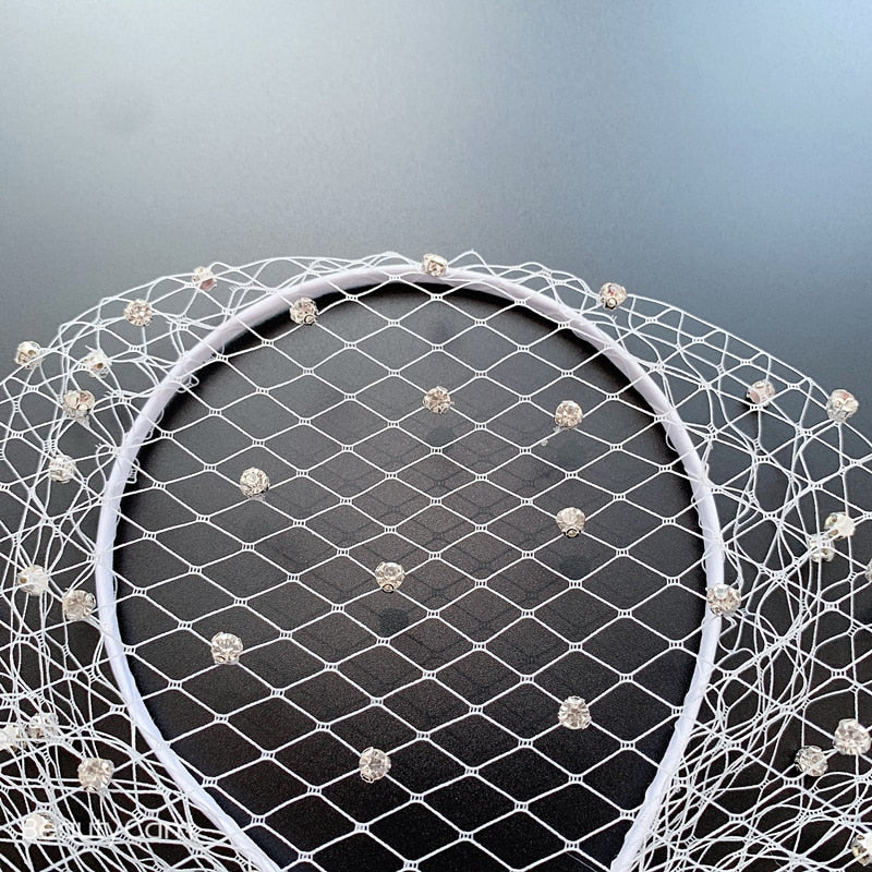 C2C Crystal Face Net Charming Wedding Veil and Headband Occasional Veil