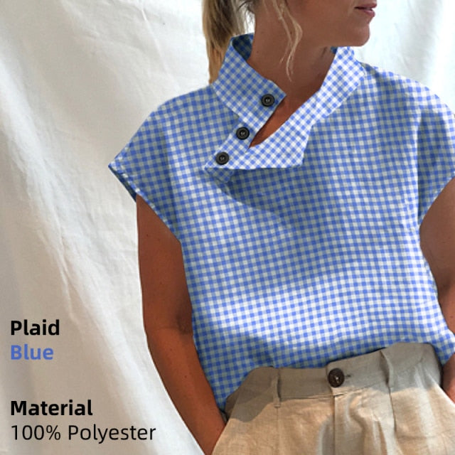 C2C Mall-Celmia Smith Cotton-Linnen Short Sleeve Casual Ladies Loose Tunic