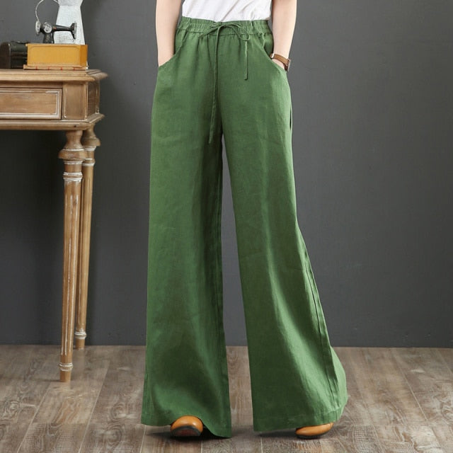 LLYGE Wide Leg High Waist Drawstring Loose Casual Ladies Pants