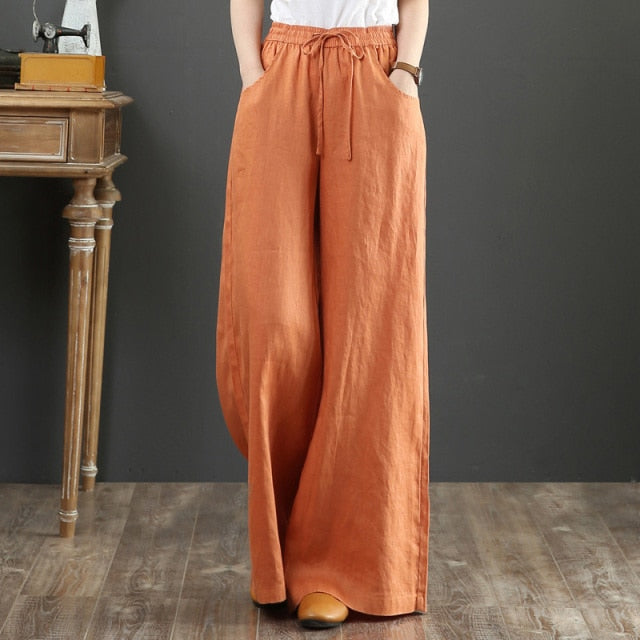 LLYGE Wide Leg High Waist Drawstring Loose Casual Ladies Pants