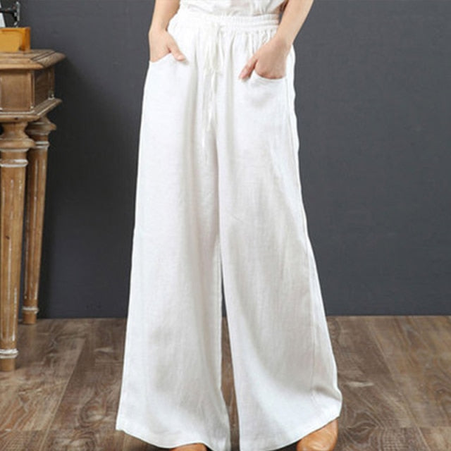 LLYGE Wide Leg High Waist Drawstring Loose Casual Ladies Pants
