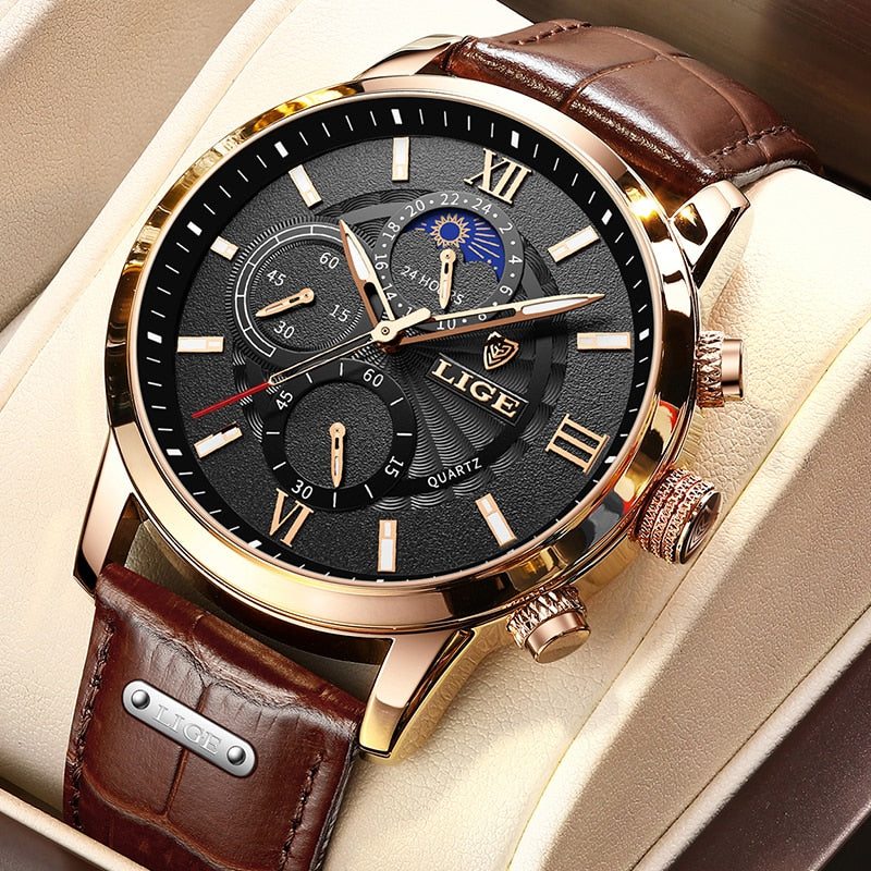 Men Wrist Leather Quartz Watch