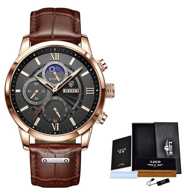 Men Wrist Leather Quartz Watch