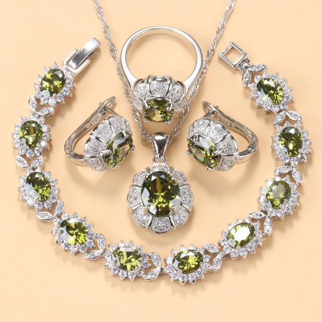 C2C Mall 925 Sterling Silver Trendy Necklace And Earrings Ladies Jewelry Sets